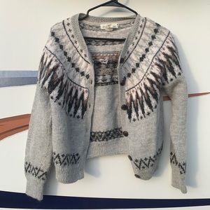 Gray fleece winter cardigan